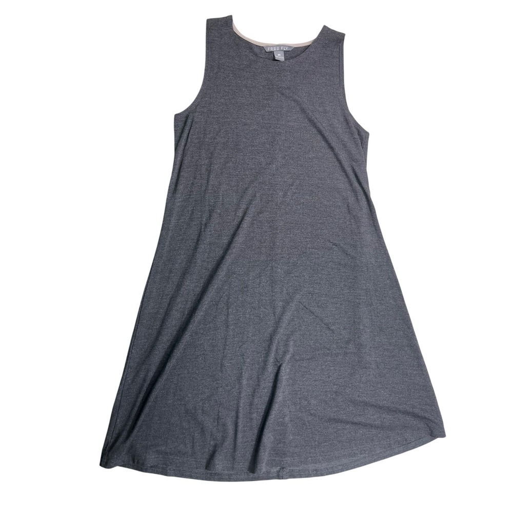 Free Fly Womens Medium Charcoal Gray Sleeveless A Line Midi Performance Dress